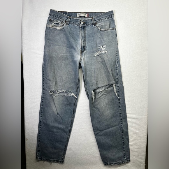 Levi’s 560 Comfort Fit Trashed Distressed Jeans Mens 36/34 Blue Denim Y2K 1609 - Picture 1 of 14